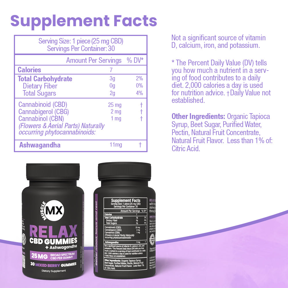 Relax CBD Gummies 25 MG - 30 Count Bottle