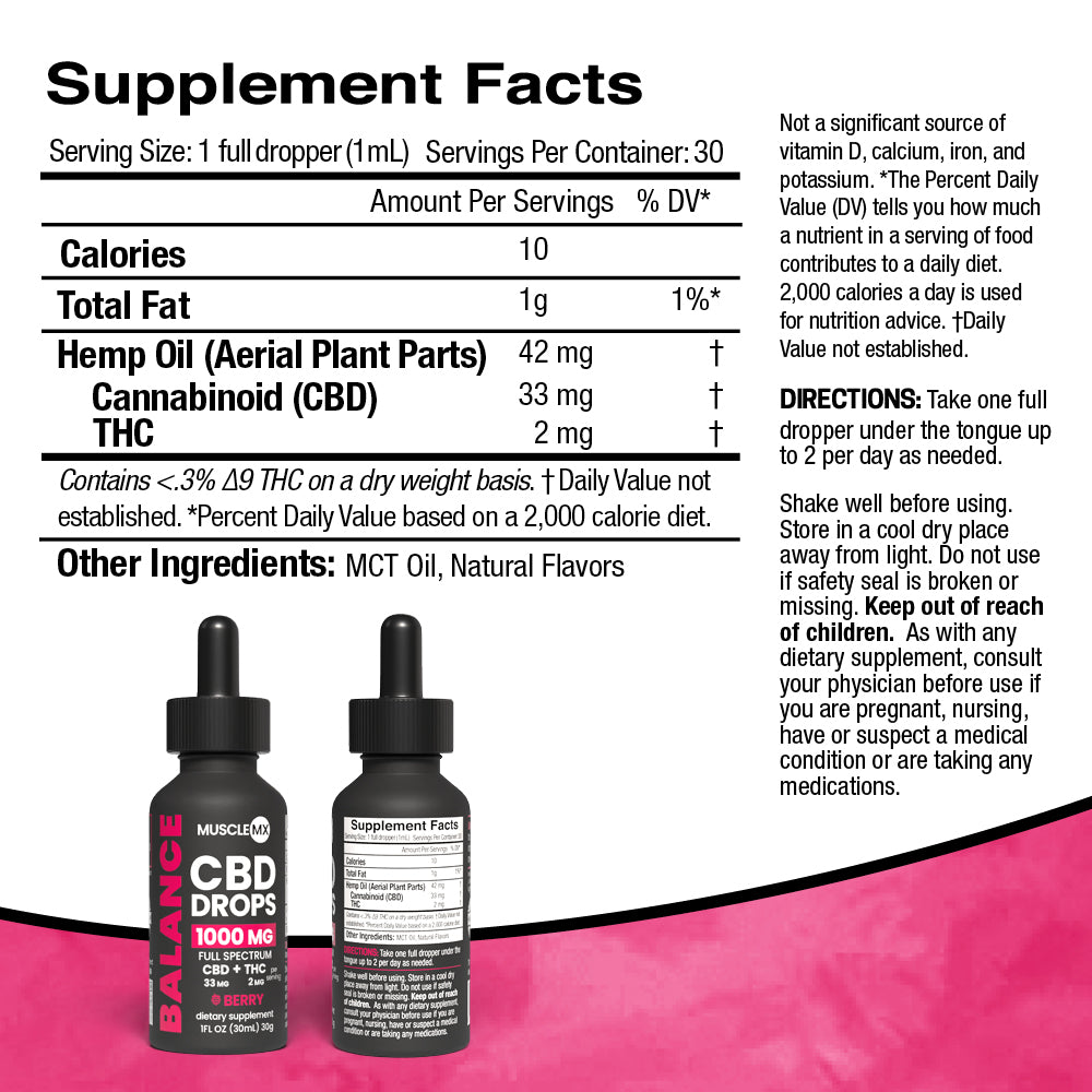 Balance CBD Drops - 1000MG - Berry