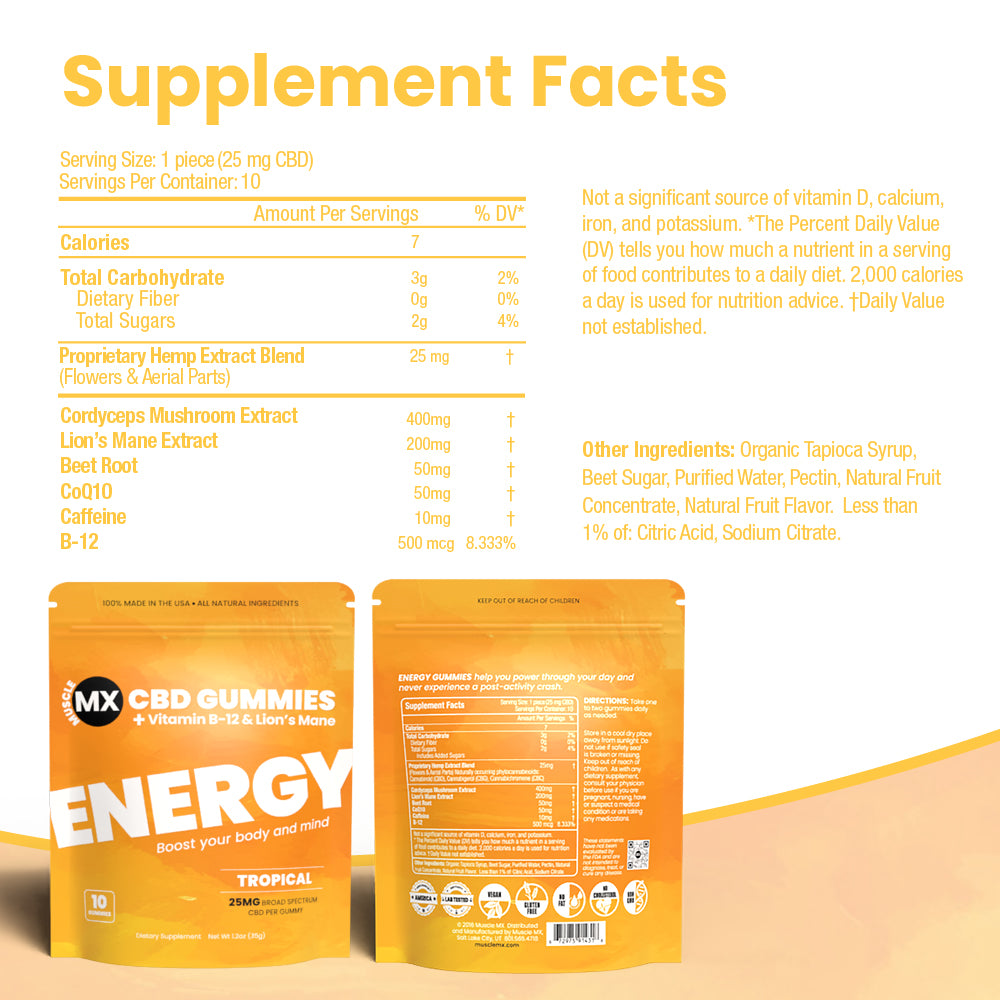 Energy CBD Gummies 25 MG - 10 Count Pouch