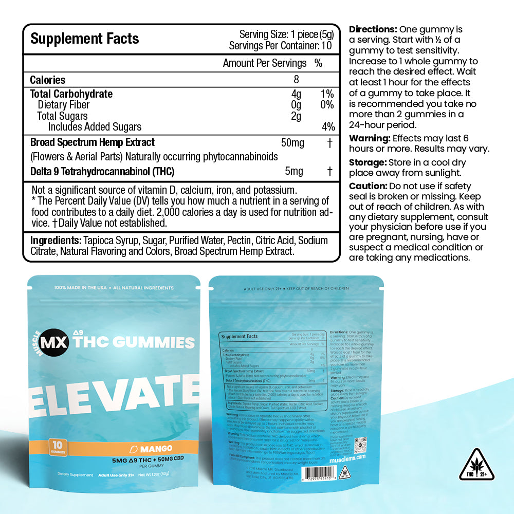 Elevate Delta 9 THC Gummies - 5MG - Mango