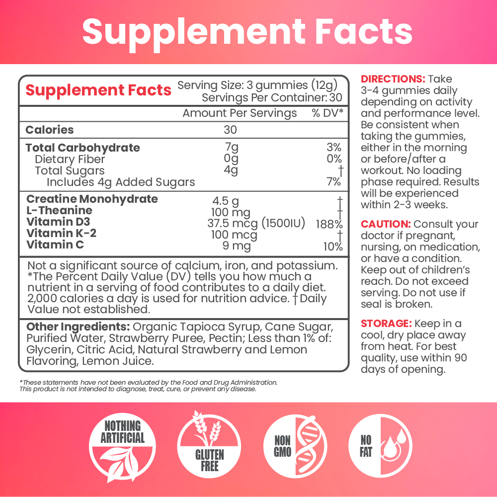 MX Wellness Creatine Gummies - Strawberry Lemon