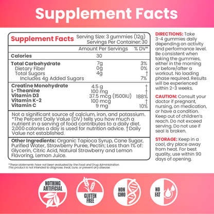 MX Wellness Creatine Gummies - Strawberry Lemon