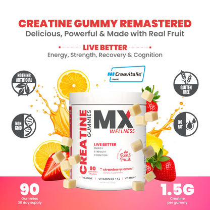 MX Wellness Creatine Gummies - Strawberry Lemon