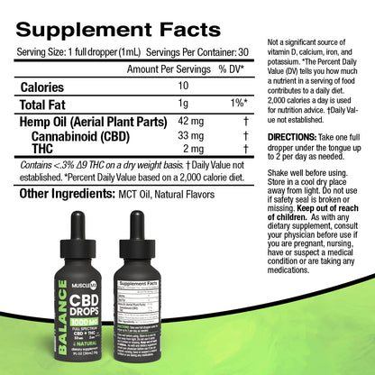 Balance CBD Drops - 1000MG - Natural